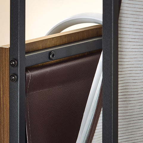 Rootz Sofa Side Table - Dual Tops - Lightweight & Portable - Leather Pocket - PB(E1) - 36cm x 65cm x 50cm.