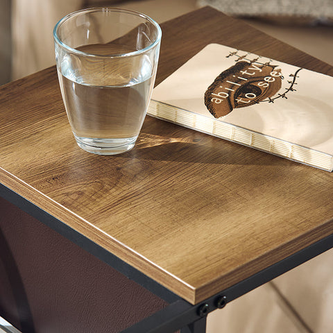 Rootz Sofa Side Table - Dual Tops - Lightweight & Portable - Leather Pocket - PB(E1) - 36cm x 65cm x 50cm.