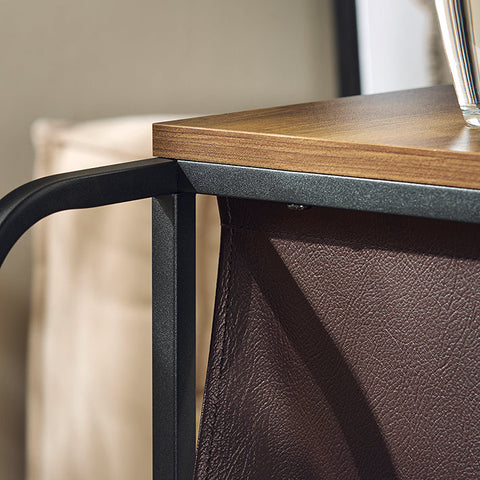 Rootz Sofa Side Table - Dual Tops - Lightweight & Portable - Leather Pocket - PB(E1) - 36cm x 65cm x 50cm.