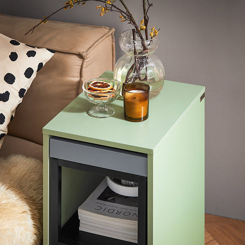 Rootz 2-in-1 Side Table & Serving Cart - End Table - Mobile Tray - High-Quality MDF & Metal - 25x38x58cm & 30x60x40cm