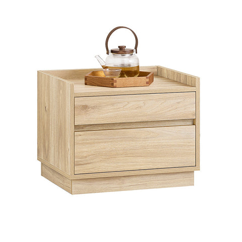Rootz Bedside Table - Nightstand - End Table - Organizes with 2 Drawers - Scratch-Proof MDF - 50x40x40cm