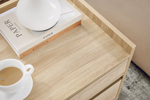 Rootz Bedside Table - Nightstand - End Table - Organizes with 2 Drawers - Scratch-Proof MDF - 50x40x40cm