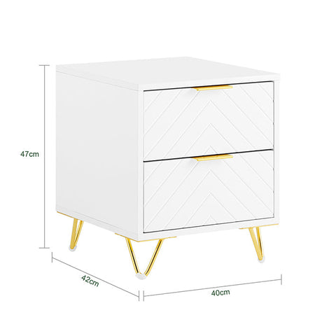 Rootz Bedside Table - Nightstand - Side Table - 2 Drawers - Organize & Protect Floors - 40x47x42cm