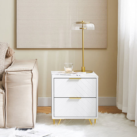 Rootz Bedside Table - Nightstand - Side Table - 2 Drawers - Organize & Protect Floors - 40x47x42cm