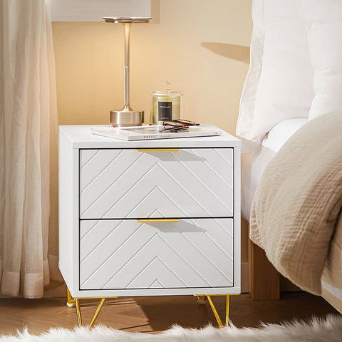 Rootz Bedside Table - Nightstand - Side Table - 2 Drawers - Organize & Protect Floors - 40x47x42cm