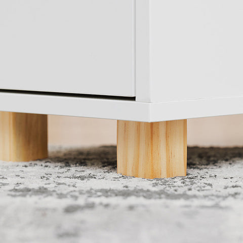 Rootz Sofa Side Table - End Table - Bedside Cabinet - MDF & Pine - 3 Drawers & Compartment - 24x60x60cm