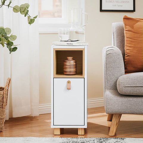 Rootz Sofa Side Table - End Table - Bedside Cabinet - MDF & Pine - 3 Drawers & Compartment - 24x60x60cm