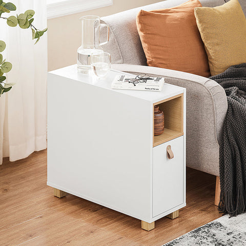 Rootz Sofa Side Table - End Table - Bedside Cabinet - MDF & Pine - 3 Drawers & Compartment - 24x60x60cm