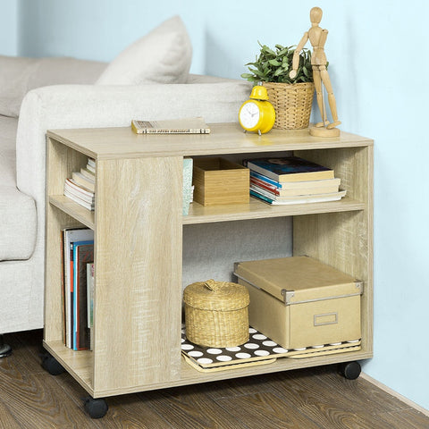Rootz Mobile Side Table - Printer Stand - Coffee Table - Scratch-Resistant Melamine - Versatile Storage - Easy Mobility - 70cm x 35cm x 61cm