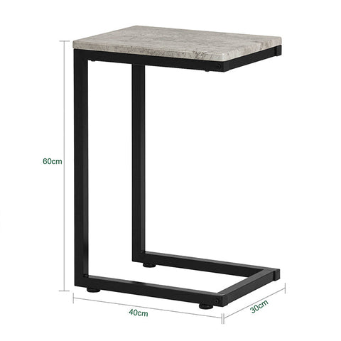 Rootz Modern Side Table - Coffee Table - Laptop Desk - Light Gray Chipboard - Metal Frame - Floor Protector - 30cm x 60cm x 40cm
