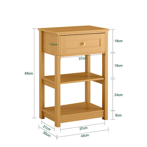 Rootz Beside Table with Drawer - Side Table - Small Nightstand - Practical & Versatile - PB Material - 45x68x30cm