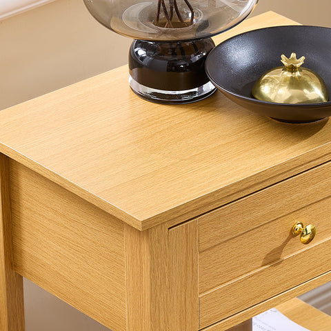 Rootz Beside Table with Drawer - Side Table - Small Nightstand - Practical & Versatile - PB Material - 45x68x30cm