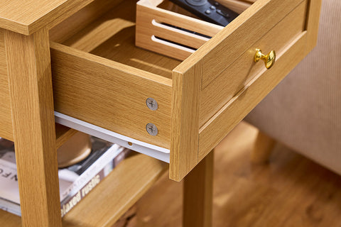 Rootz Beside Table with Drawer - Side Table - Small Nightstand - Practical & Versatile - PB Material - 45x68x30cm