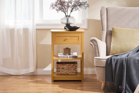 Rootz Beside Table with Drawer - Side Table - Small Nightstand - Practical & Versatile - PB Material - 45x68x30cm