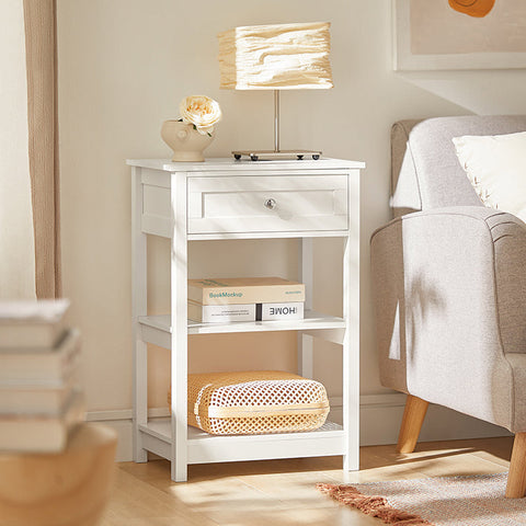 Rootz Modern Bedside Table - Side Table - Nightstand - Compact Design - Versatile Use - Ample Storage - 45cm x 68cm x 29cm