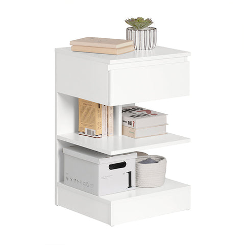 Rootz Bedside Table - Side Cabinet - Nightstand - Versatile Storage - Large Capacity - Durable Chip Material - 39cm x 65cm x 39cm
