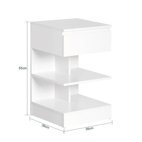 Rootz Bedside Table - Side Cabinet - Nightstand - Versatile Storage - Large Capacity - Durable Chip Material - 39cm x 65cm x 39cm