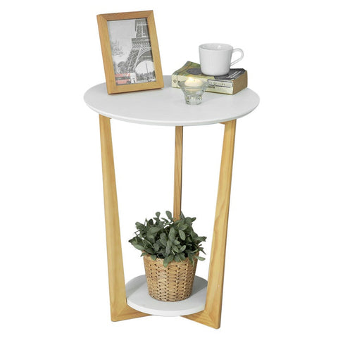 Rootz Elegant Side Table - Balcony Table - Coffee Table - MDF and Pine Wood - Dual Storage Shelves - Scratch Resistant - 60cm x 45cm/25cm