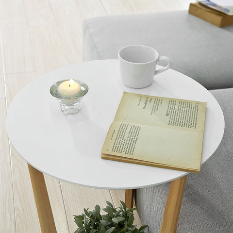 Rootz Elegant Side Table - Balcony Table - Coffee Table - MDF and Pine Wood - Dual Storage Shelves - Scratch Resistant - 60cm x 45cm/25cm
