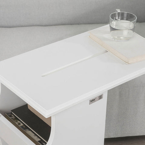 Rootz Modern Side Table with iPad Slot - Sofa Table - Bedside Table - MDF Construction - Storage Compartments - Ideal for Living Room and Bedroom - 53cm x 63cm x 31cm