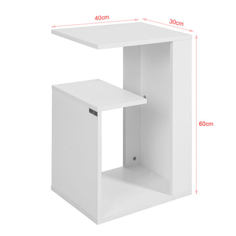 Rootz White Side Table - Coffee Table - Sofa Table - 3 Tier Storage - Sturdy & Durable - Space-Saving Design - 30cm x 60cm x 40cm
