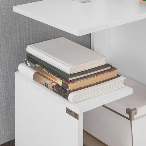 Rootz White Side Table - Coffee Table - Sofa Table - 3 Tier Storage - Sturdy & Durable - Space-Saving Design - 30cm x 60cm x 40cm