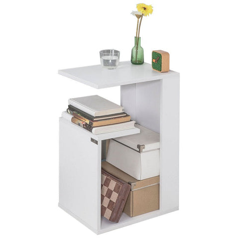 Rootz White Side Table - Coffee Table - Sofa Table - 3 Tier Storage - Sturdy & Durable - Space-Saving Design - 30cm x 60cm x 40cm