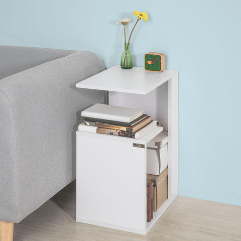 Rootz White Side Table - Coffee Table - Sofa Table - 3 Tier Storage - Sturdy & Durable - Space-Saving Design - 30cm x 60cm x 40cm