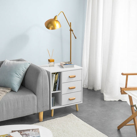 Rootz Bedside Table - Side Table - Telephone Table - Modern Charm - Privacy Storage - Compact Design - MDF & Pine - 48cm x 60cm x 40cm