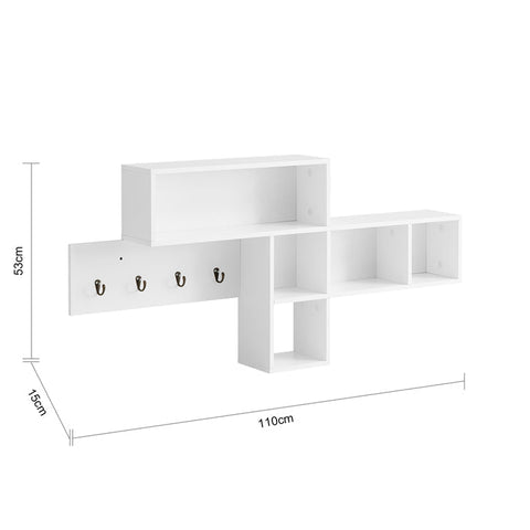 Rootz Wall Coat Rack - Coat Hanger - Box Shelves - MDF - 110cm x 53cm x 15cm - Stylish Entryway Organizer