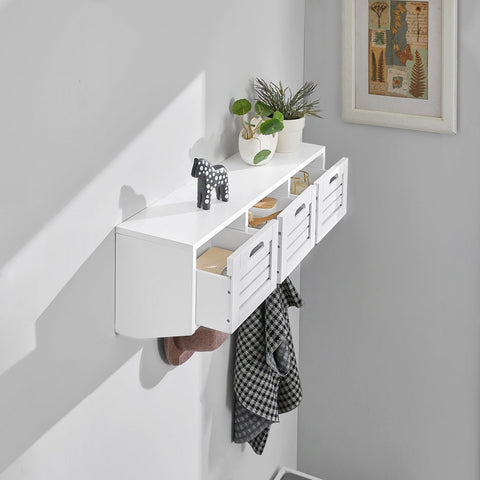 Rootz Wall Coat Rack with Storage Baskets - Hanging Shelf - Entryway Organizer - MDF Construction - Space-Saving Design - 80cm x 25cm x 20cm