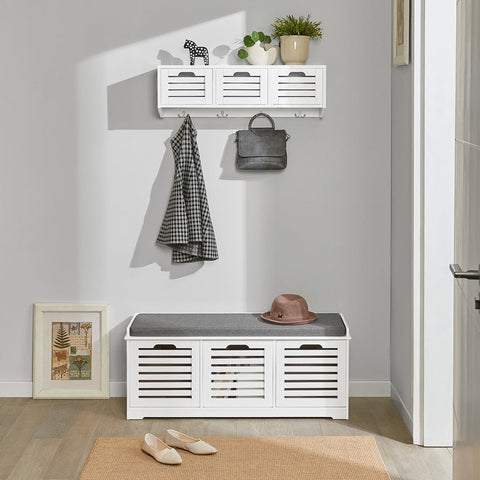 Rootz Wall Coat Rack with Storage Baskets - Hanging Shelf - Entryway Organizer - MDF Construction - Space-Saving Design - 80cm x 25cm x 20cm