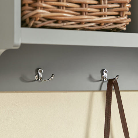 Rootz Wall Coat Rack with Hanging Shelf - Entryway Organizer - Hallway Storage - MDF Construction - 4 Metal Hooks - Space-Saving Design - 100cm x 35cm x 25cm