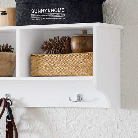 Rootz MDF Coat Rack - Cloakroom Strip - Wall Mounted Hanger - 3 Metal Hooks - Durable Design - 100x30x20cm