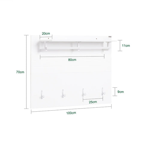 Rootz Wall Wardrobe Closet Organizer - Coat Hooks - MDF Hanger - Space-Saving - 100x70x20cm