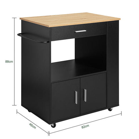 Rootz Kitchen Trolley - Sideboard - Serving Trolley - Kitchen Island - Mobile Storage Unit with Towel Holder - 82cm x 88cm x 46cm