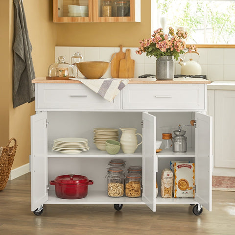 Rootz Multi-Purpose Kitchen Cabinet - Pantry Cupboard - Storage Unit - Rubberwood Top - 117cm x 91cm x 40cm