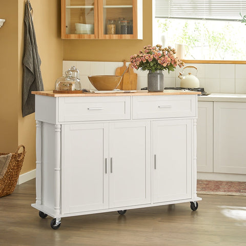 Rootz Multi-Purpose Kitchen Cabinet - Pantry Cupboard - Storage Unit - Rubberwood Top - 117cm x 91cm x 40cm
