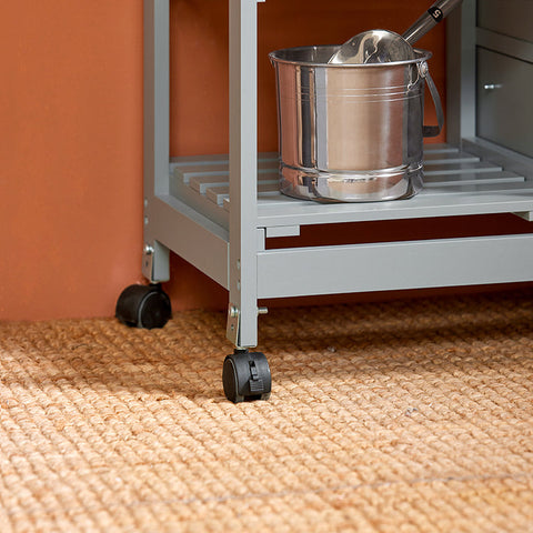 Rootz Kitchen Trolley - Serving Cart - Mobile Storage Unit - Easy Maneuverability - Ample Storage with 3 Drawers and Shelves - Durable MDF and Pine Construction - 67cm x 84.5cm x 37cm - Light Gray