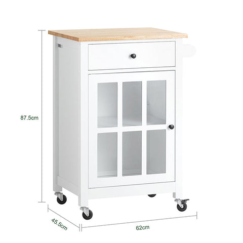 Rootz Kitchen Trolley - Serving Cart - Side Trolley - Mobile Storage Unit - Adjustable Shelf - Towel Rail - Easy Mobility - 62cm x 87.5cm x 45.5cm