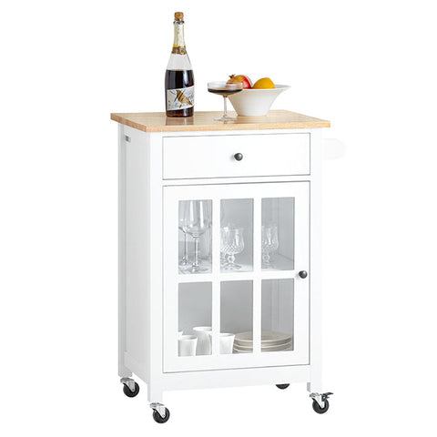 Rootz Kitchen Trolley - Serving Cart - Side Trolley - Mobile Storage Unit - Adjustable Shelf - Towel Rail - Easy Mobility - 62cm x 87.5cm x 45.5cm