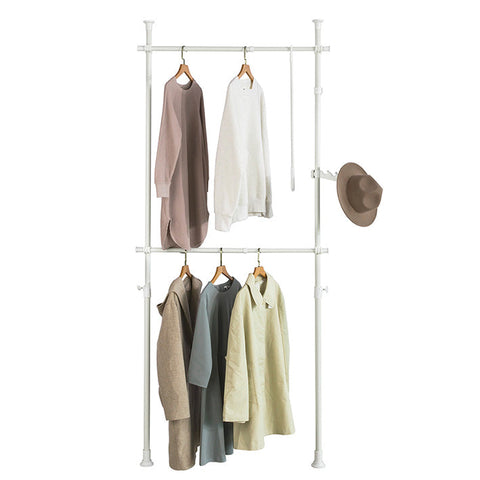 Rootz Adjustable Telescopic Clothes Rail - Wardrobe Organizer - Shelving System - Space-Saving - Easy Assembly - Variable Size 62-113cm x 200-285cm