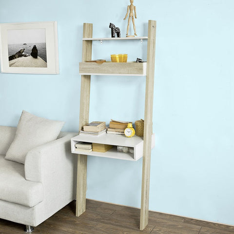 Rootz Wall Shelf with Desk - Practical Living Room Shelf - Study Shelf - Scratch-Resistant - 40cm x 65cm x 176cm