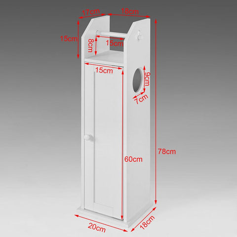 Rootz White Bathroom Cabinet - Toilet Paper Holder - Storage Organizer - Space-Saving Design - Air Circulation Feature - Approx. W20 x D18 x H78 cm