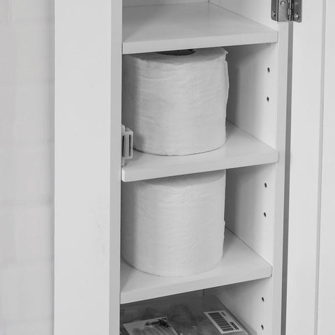 Rootz Bathroom Cabinet - Toilet Paper Holder - Storage Organizer - Space-Saving Design - Adjustable Shelves - White MDF - 20cm x 100cm x 20cm
