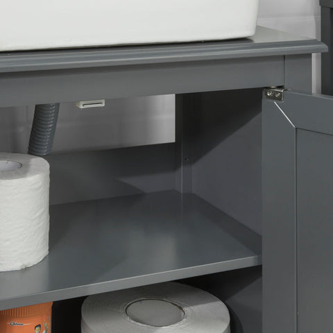 Rootz Sink Base Cabinet - Bathroom Storage - Vanity Cabinet - MDF Construction - Spacious with 2 Doors and 2 Shelves - Versatile Design - 60cm x 62cm x 30cm - Dark Gray