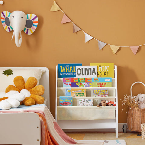Rootz Children's Bookshelf - Hanging Shelf - Magazine Rack - Eco-Friendly Chipboard - Versatile Storage - Perfect for Toddlers - 62cm x 71cm x 29cm