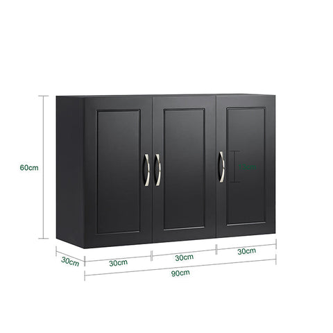 Rootz Bathroom Wall Cabinet - Medicine Cabinet - Storage Unit - MDF Construction - 90cm x 60cm x 30cm - White/Black - Adjustable Shelves