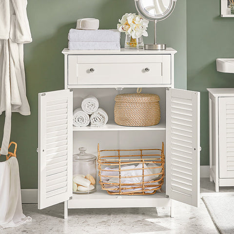 Rootz MDF Sideboard - Bathroom Dresser - Storage Cabinet - Air-Permeable Slatted Doors - Mold Prevention - Versatile Use - 60cm x 87cm x 35cm