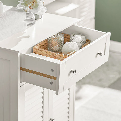 Rootz MDF Sideboard - Bathroom Dresser - Storage Cabinet - Air-Permeable Slatted Doors - Mold Prevention - Versatile Use - 60cm x 87cm x 35cm